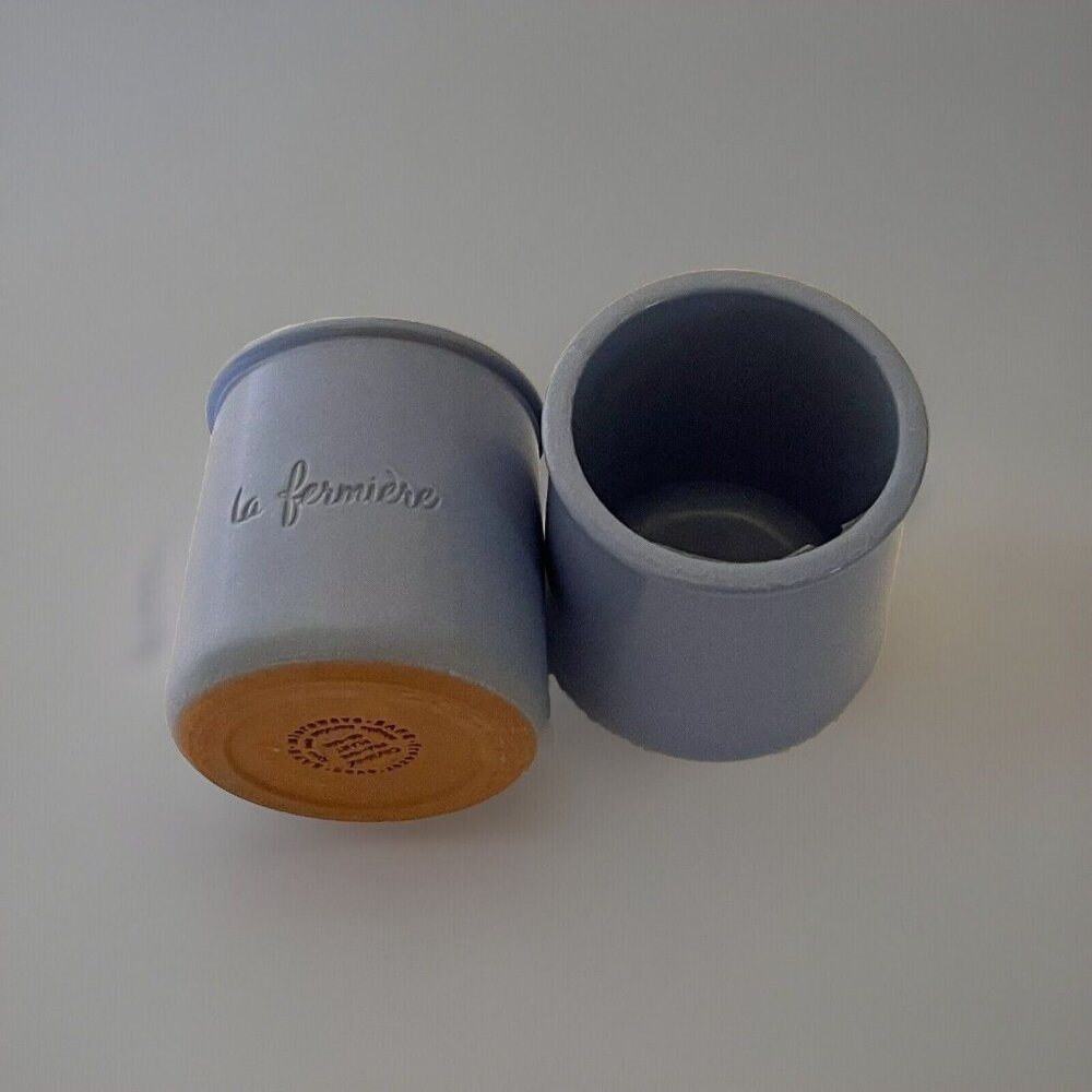 La Fermiere French Periwinkle Terra Cotta Glazed Yogurt Plant Pot Planter Clay